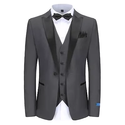 Men's Slim-Fit 3PC Satin Peak Lapel Tuxedo • $99.99