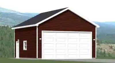 24x24 2-Car Garage -- 576 Sqft -- 12ft Walls -- PDF Floor Plan -- Model 1G • $19.99