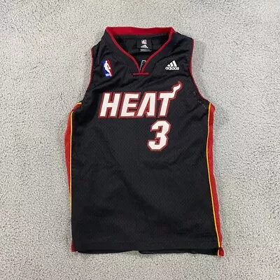 Adidas Miami Heat Dwyane Wade Jersey Youth Medium 5/6 Black Red NBA Basketball • $14.95