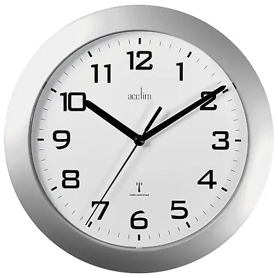 Acctim Peron Wall Clock Radio Controlled Silver 23cm • £22.06