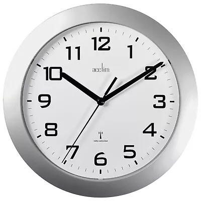 Acctim Peron Wall Clock Radio Controlled Silver 23cm • £25.95