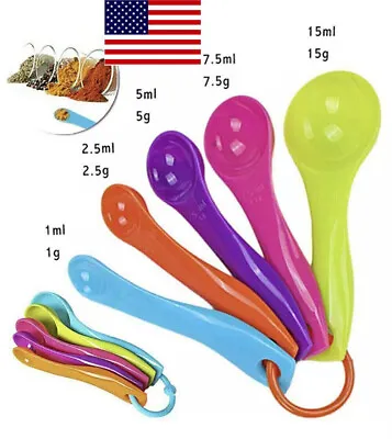 5Pcs Measuring Spoons Plastic Teaspoon Measure Spoon Cups Gram Scoop Kitchen US • $3.13