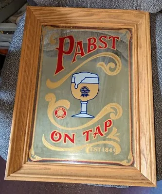 VTG Lucid Lines Acid Etched Mirror  Pabst On Tap  Blue Ribbon Beer Est. 1844 • $120.35