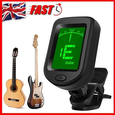 Electric Digital Chromatic LCD Clip-On Tuner For Guitar Ukulele Violin Acoustic • £5.85