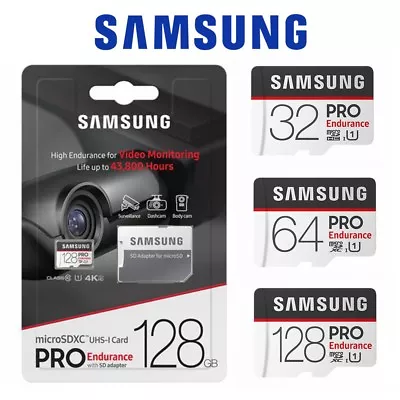 Samsung Pro Endurance 64GB 128GB 32GB Micro SD Card Surveillance DashCam 100MB/s • $19.95