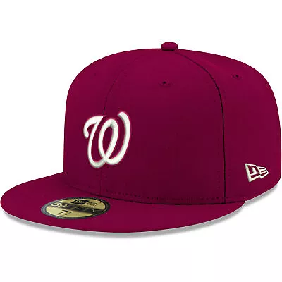 Men's New Era Cardinal Washington Nationals White Logo 59FIFTY Fitted Hat • $31.49