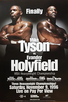 Original Vintage Iron Mike Tyson Vs. Evander Holyfield 1996 Boxing Fight Poster • $79.95