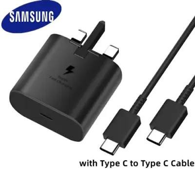 £2.99 • Buy Branded 25w Samsung Fast Charger Plug Type C Cable Galaxy S23 S10 S20 S21 Ultra