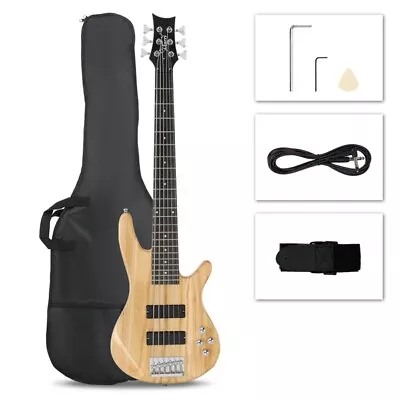 [Do Not Sell On Amazon] Glarry Full Size GIB 6 String H-H Pickup Electric Bass G • $136.72