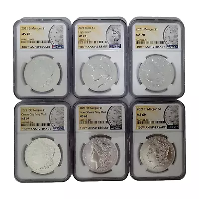 COMPLETE SET 🪙🔥 2021 Morgan & Peace Silver Dollar NGC MS70 & MS69 CC O D S • $1849