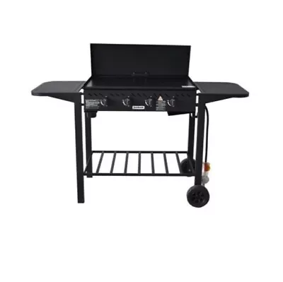 Jumbuck Delta 4 Burner Gas Barbecue BBQ Auto Ignition Trolley Shelve Black Steel • $334.99