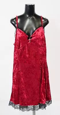 Social Collision Women's Red Velvet Lace Slip Dress DP3 Red Size XL NWT • $22.99