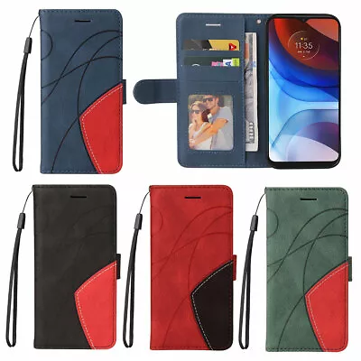 Flip Bicolor Handy Wallet Leather Wrist Strap Case Cover For Motorola Moto Phone • $9.99