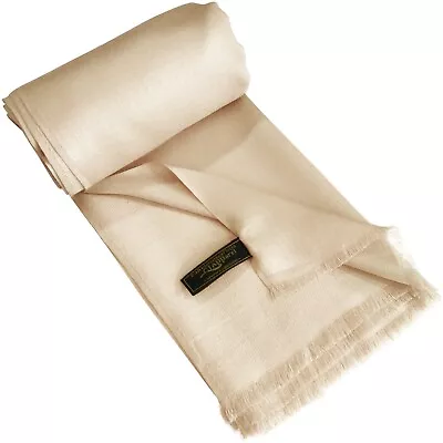 CJ Apparel Champagne Fringe Solid Colour Shawl Seconds Scarf Stole Pashmina NEW • £17.99