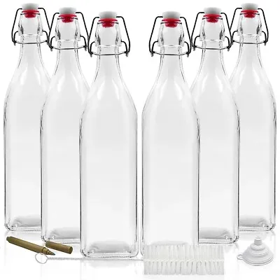 $29.99 • Buy Nevlers 33 Oz. Airtight Glass Swing Top Bottles + Accessories (Pack Of 6)