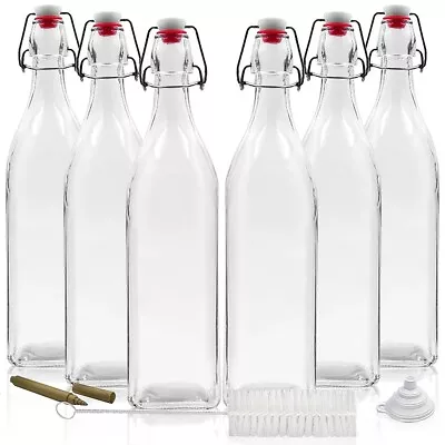 Nevlers 33 Oz. Airtight Glass Swing Top Bottles + Accessories (Pack Of 6) • $29.99