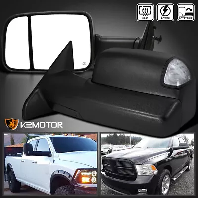 Fits 2009-2012 Dodge Ram 1500 Power Heated Tow Mirrors+LED Signal+Puddle Pair • $139.38