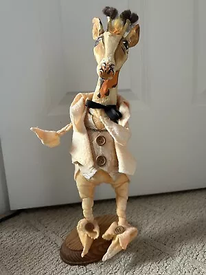 Hand Made Artisan Weirdo Giraffe Dressed With Paper Mache Head Stuffed  Vintage • $74.99