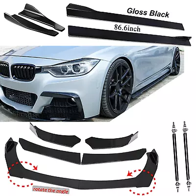 Front Bumper Lip Spoiler Splitter 86.6  Side Skirt Rear For F30 E92 E90 E36 E30 • $69.99