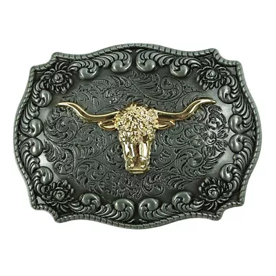 Western Embossed Belt Personality Fashion Cow Head Buckle Gifts For Women Men • £8.49