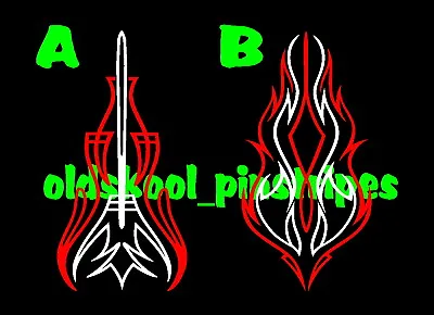 Pinstripe Pinstriping Custom Vintage Hot Rat Rod Motorcycle Vinyl Decal SET Of 2 • $10.75