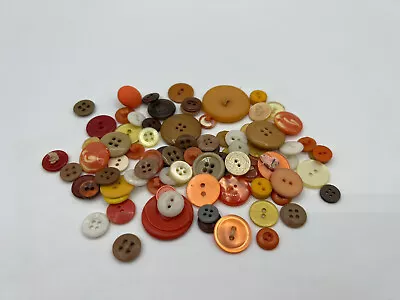 Buttons Orange Sewing Craft Fashion Yellow Fall Autumn Tones Mixed Lot • $5.50