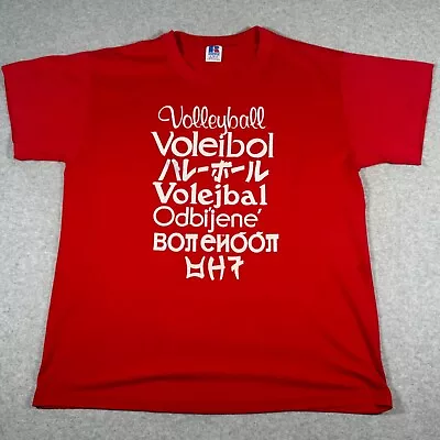 Vintage Volleyball Shirt Adult Medium Red Single Stitch Languages Mens 90s Sport • $16