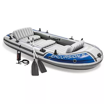 Intex 68325EP Excursion 5 Person Inflatable Rafting And Fishing Boat Set With 2 • $180