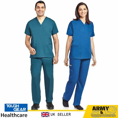 £19.99 • Buy Scrub Medical Uniform V-Neck Top & Trouser Women Men Nurse Hospital Work Medical