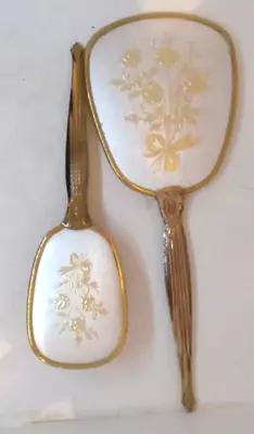 Vintage Vanity Mirror And BrushHand Mirror And Brush Brass Floral Design On... • $14.95