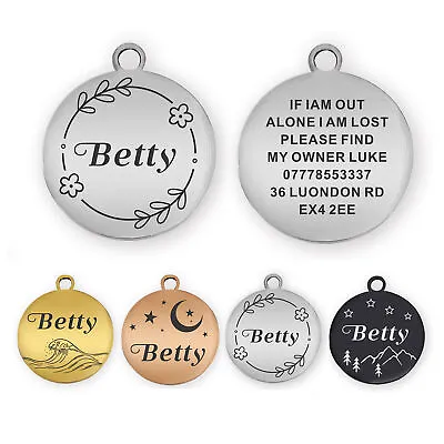 £3.99 • Buy Personalised Dog Tag Name ID Tag Engraved Both Sides Pet Disc For Dog Cat Puppy