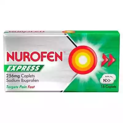 1x16 Nurofen Express 256mg Caplets Migraine/Dental Pain/Backache (Max 2 Packs) • £3.99