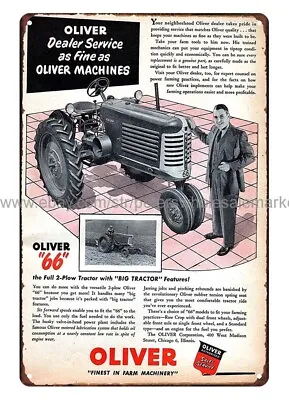 1951 Oliver Tractor Farm Equipment Metal Tin Sign Shop Kitchen Rustic Poster • $18.98