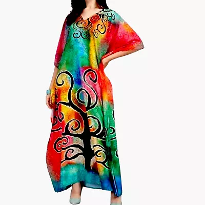 $55 • Buy Kaftan For Women Long Caftan Resort Wear Vacation Beach Dress Free Size