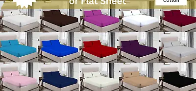 Luxury 100% Egyptian Cotton Fitted Sheet Flat Sheets 200TC Single Double King • £8.95