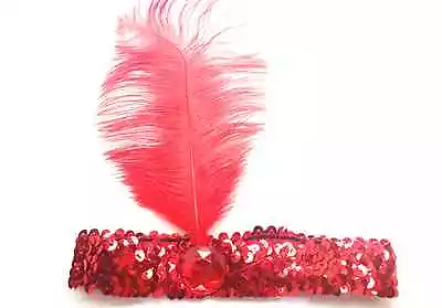 Ladies 20s Sequin Charleston Feather Headband Flapper Fancy Dress Accessories  • £3.99