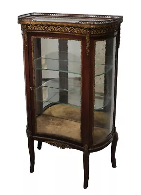 19th Century Continental Vitrine Glass Front Mahogany Veneer Display Cabinet  • $1587.75