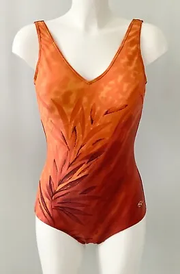 Naturana Orange Red Print Swimsuit UK 14 36B • £9.99