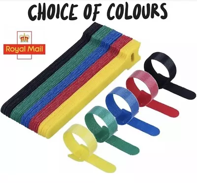 Hook And Loop Cable Ties - Colours - Tidy Strap Releasable Adjustable Reusable • £1.45