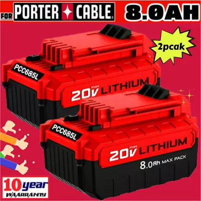PACK 20 Volt 8.0Ah Lithium-ion Battery For Porter Cable 20V MAX PCC685L PCC680L • $50.98