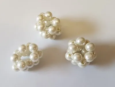 Girls Small Hair Beads Pearl Band Elastic Ponytail Tie Bobbles Unique Rare X 3 • £2.89