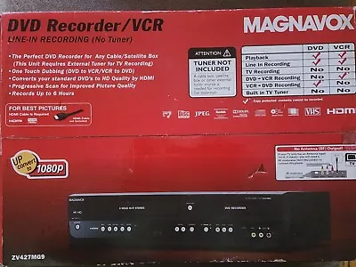 New Magnavox ZV427MG9 VCR VHS DVD Recorder Player W Digital Tuner 1080P HDMI NIB • $600