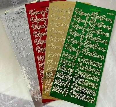 £1.99 • Buy Peel Off Stickers - MERRY CHRISTMAS - Mirror Foil  Silver Gold Red Green **NEW**