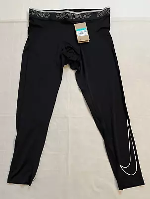 NIKE Pro Dri-FIT Men's 3/4 Tights Pants Color Black Logo Size XL DD1919-010 • $19.99