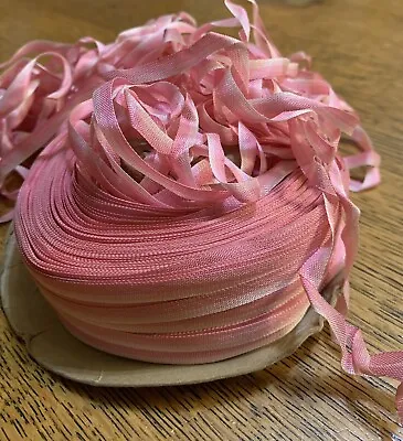 3 Yd ~ 1 /4 In  Vintage Pink  Ombré Silk Rayon Ribbon ~ NOS ~ Flower Making • $7.50