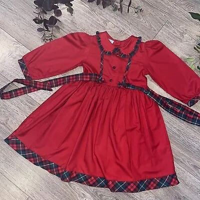 ABELLA Spanish Traditional Red Tartan Autumn Winter Christmas Dress Age 4 • £24.99