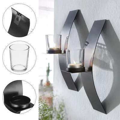 2X Wall Candle Holders Curve Metal Candlestick Stand Wall Mounted Indoor Decor • £9.95