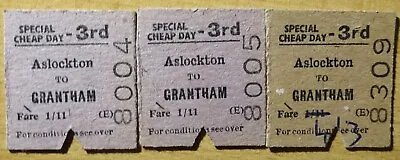 BTC (E) Railway Tickets (3) - Aslockton To Grantham - 1967/8 • £0.99