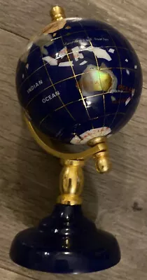 Mini Gemstone Globe W/ Blue Lapis + Semi-Precous Gems Handmade 7’ In • $22.22