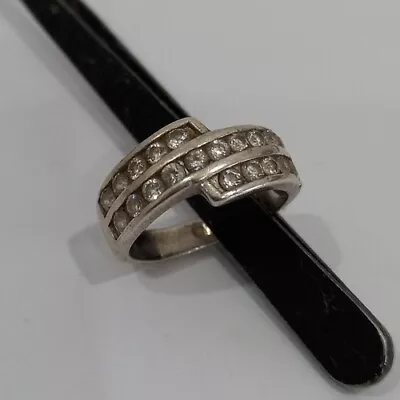 Vintage Solid Sterling 925 Silver Cubic Zirconium  STATEMENT RING  Size 6US 4.7g • $20